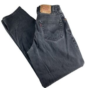 VTG Black Levi's 560 Jeans Sz 34x36 Loose Fit Tapered‎ Leg Black Bat Wing READ